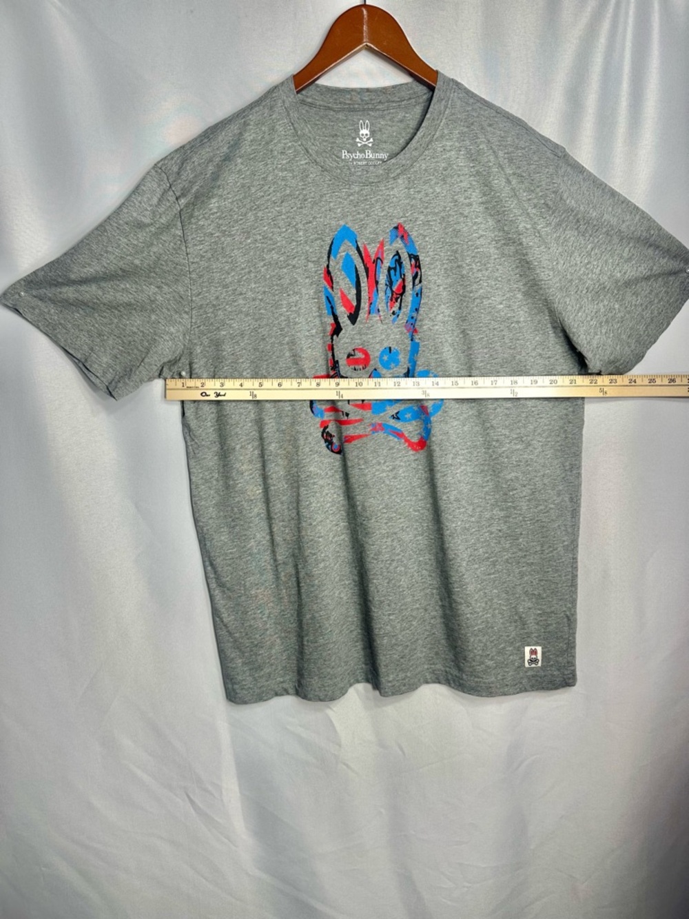 Psycho Bunny Grey Tee with Red & Blue size XL Bunny Graphic new w/out tags - Picture 6 of 10